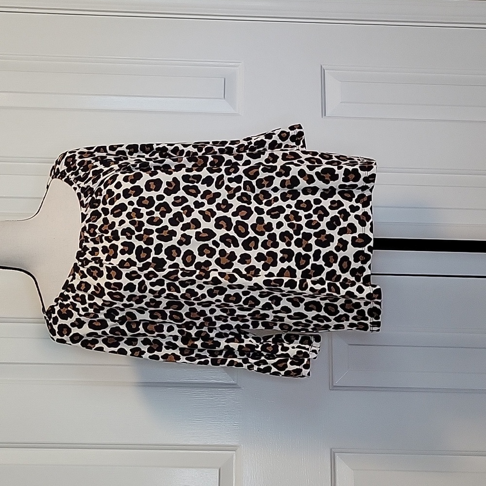 NWT MICHAEL Michael Kors Leopard Print Bell Sleeve Blouse Size Medium